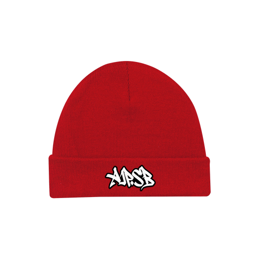 Embroidered Graffiti Beanie (Red)